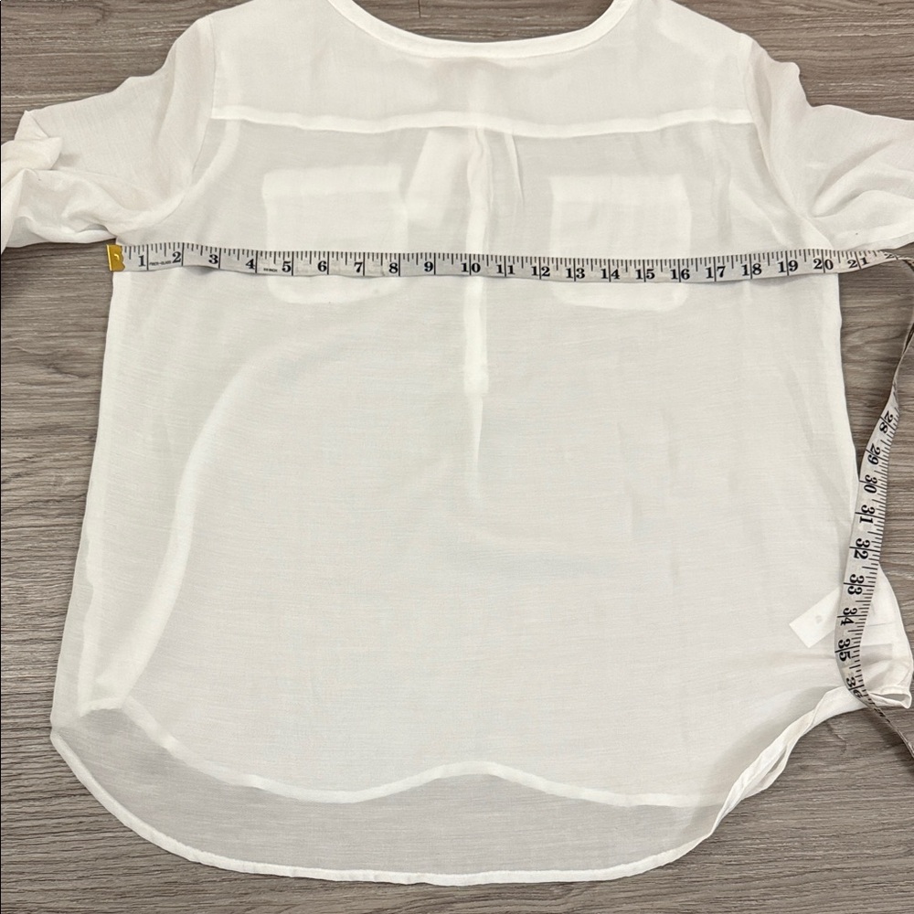 LOFT Ann Taylor Ivory Button-Front Blouse Size M - Picture 9 of 10